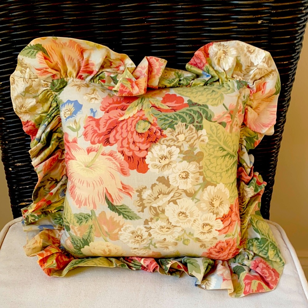 Cute little floral, ruffled accent pillow